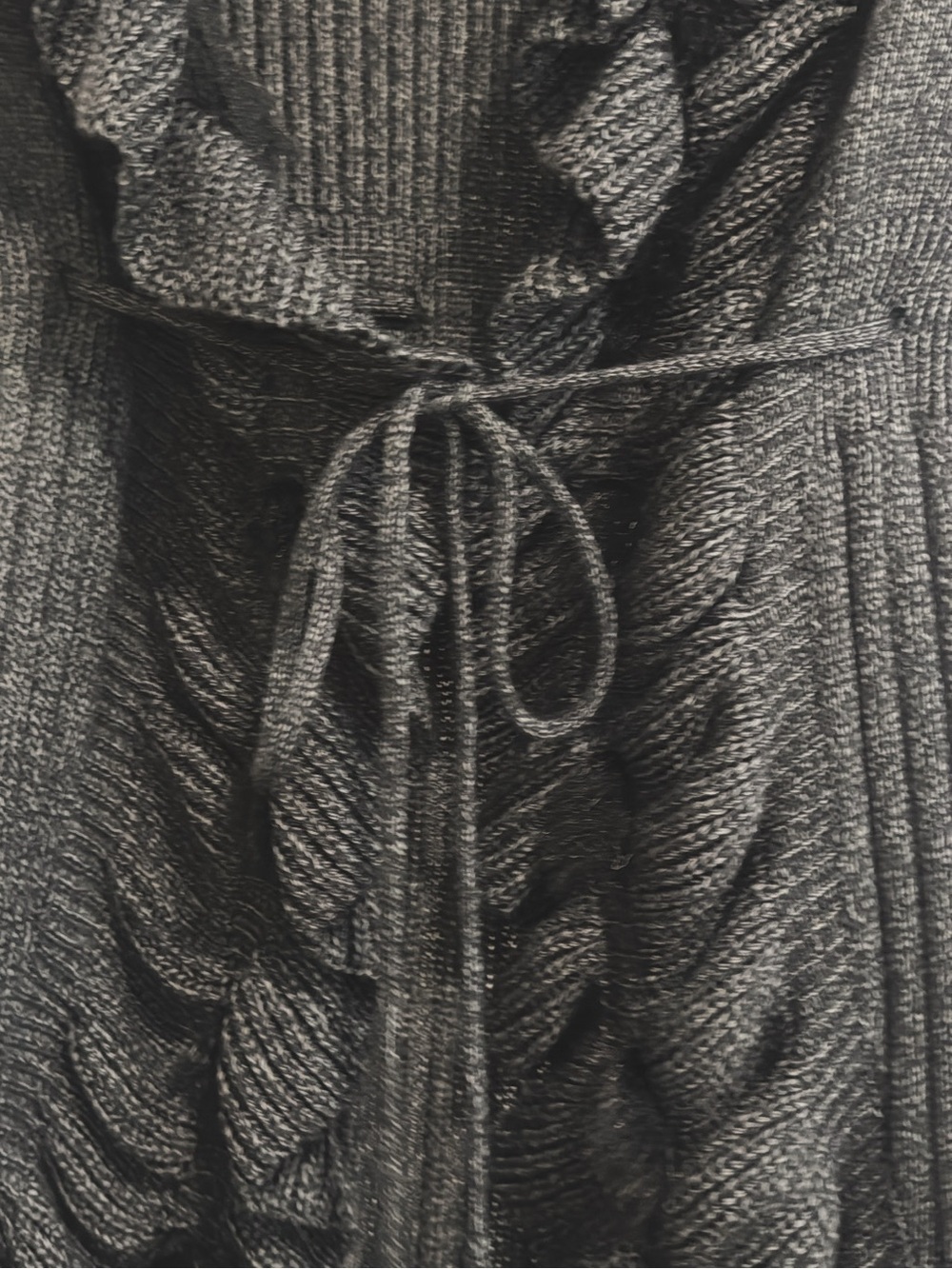 Grey Ruffled whimsigoth Open-Front Knit Cardigan - Picture 5 of 9